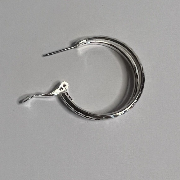 Silver Hoop Earrings by Rue 21 double hoop, silver colored, New, 1" round - Picture 4 of 5
